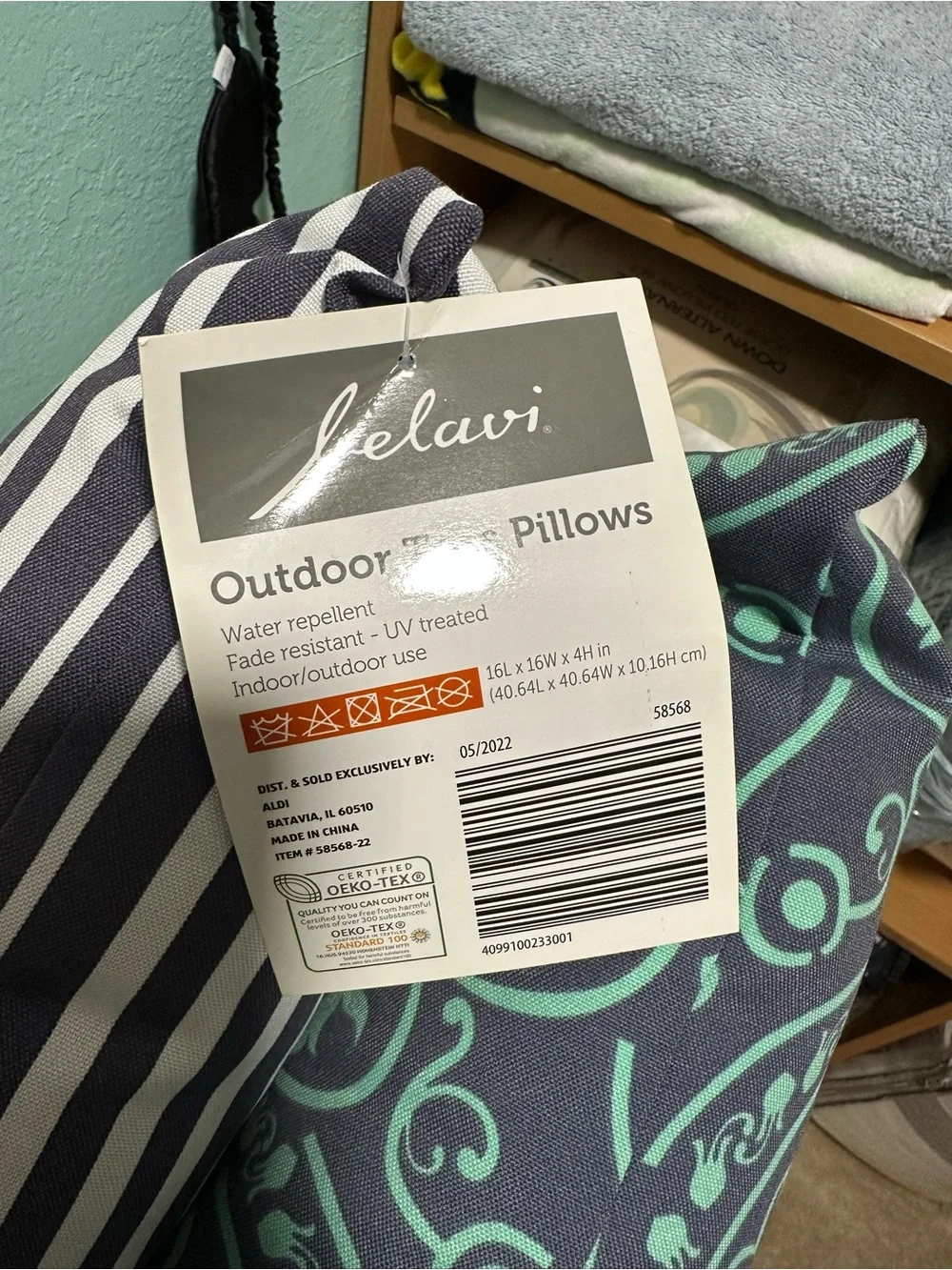 Belavi 2 Pack Throw Pillows Patterned Navy Blue